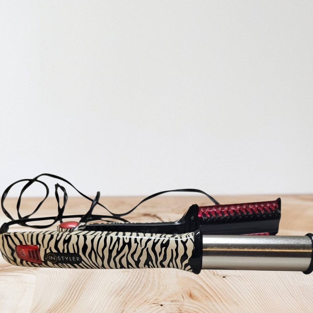InStyler The Rotating Iron Hair Straightener Curler Zebra Print Model IS1001.1
